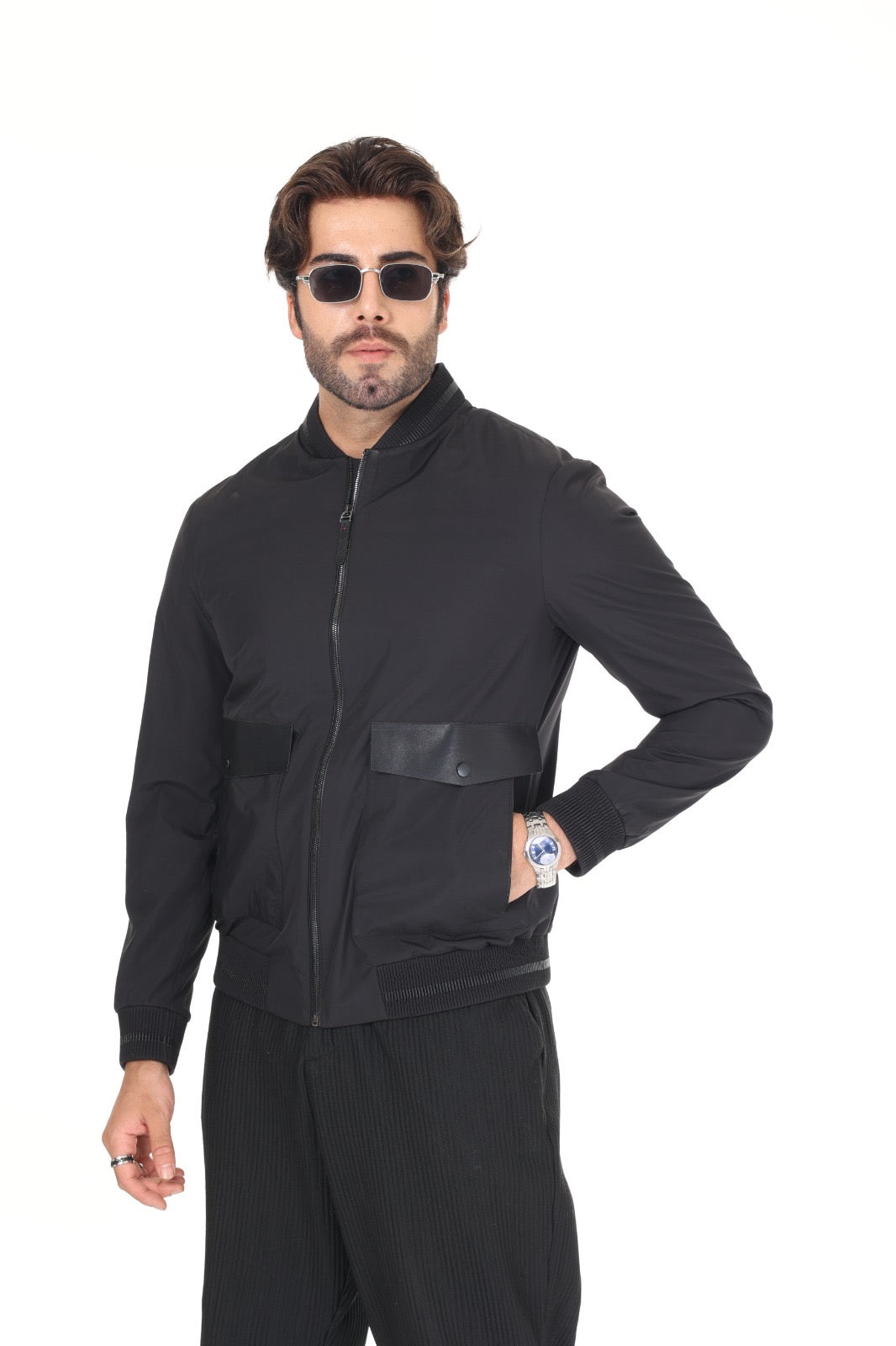 Black Fabric Leather