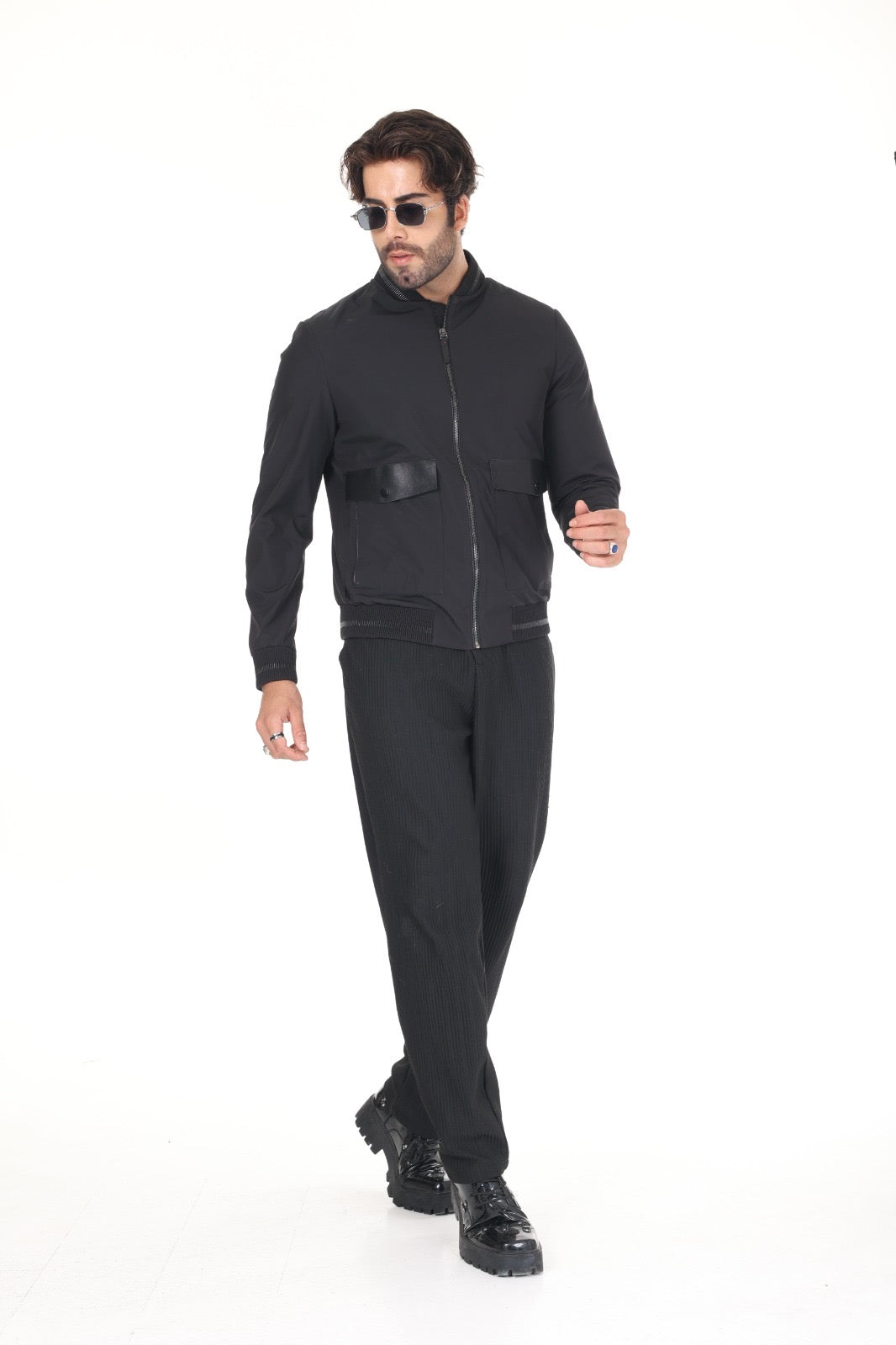 Black Fabric Leather