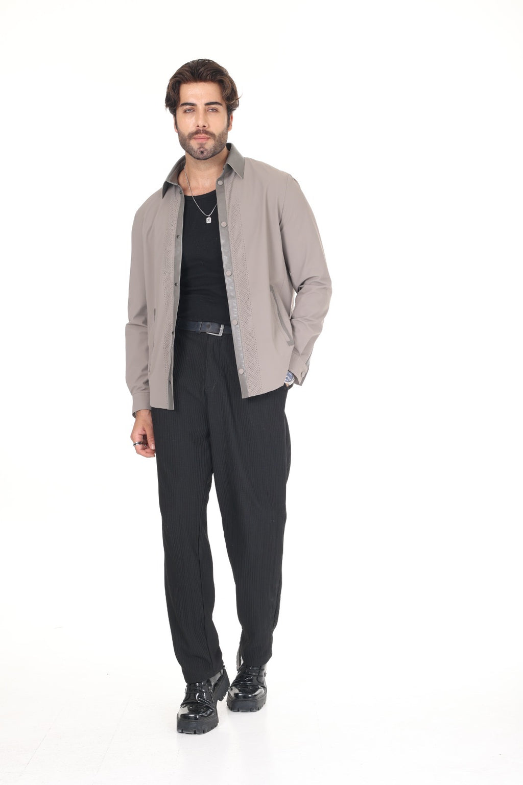 Fabric Leather Shirt