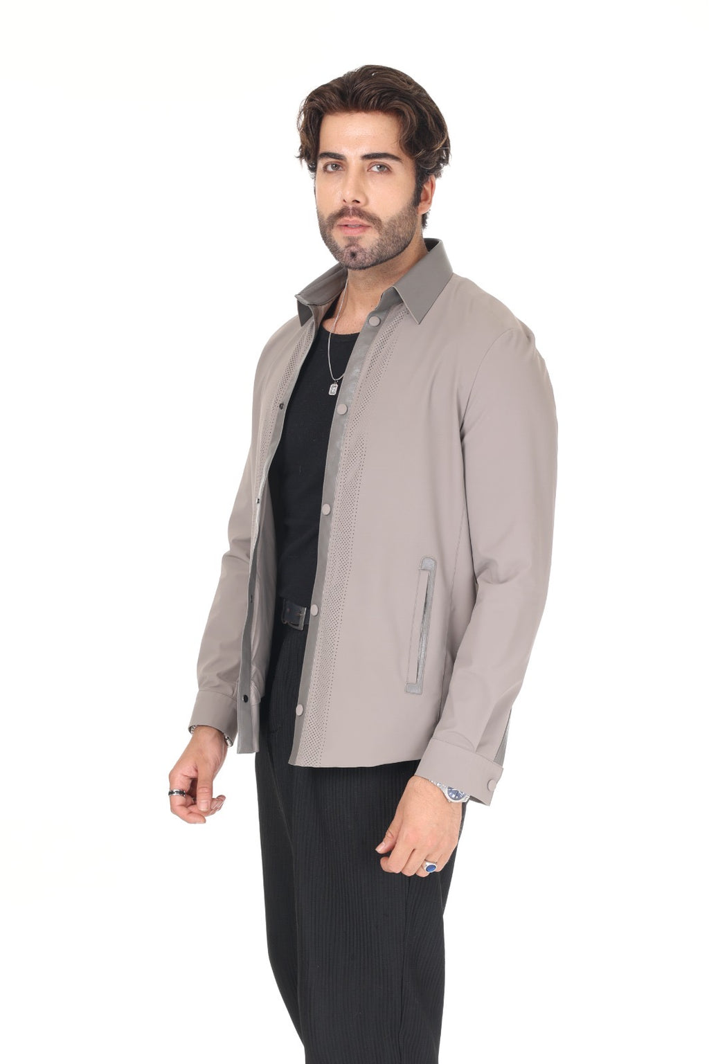 Fabric Leather Shirt