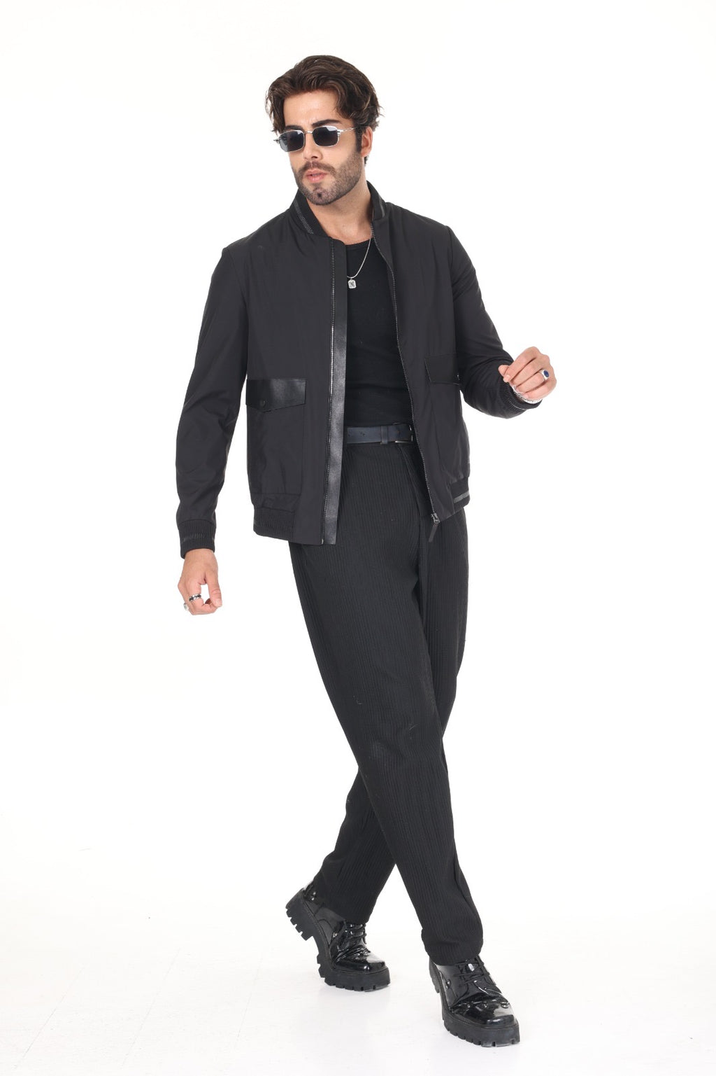 Black Fabric Leather