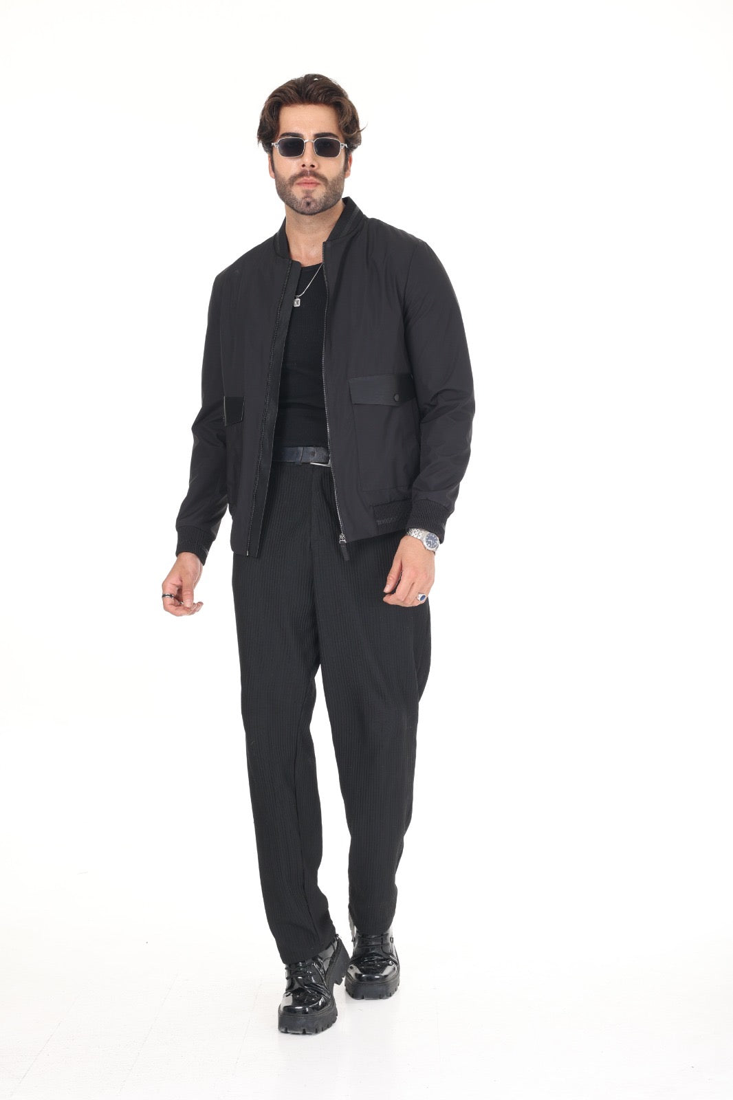 Black Fabric Leather