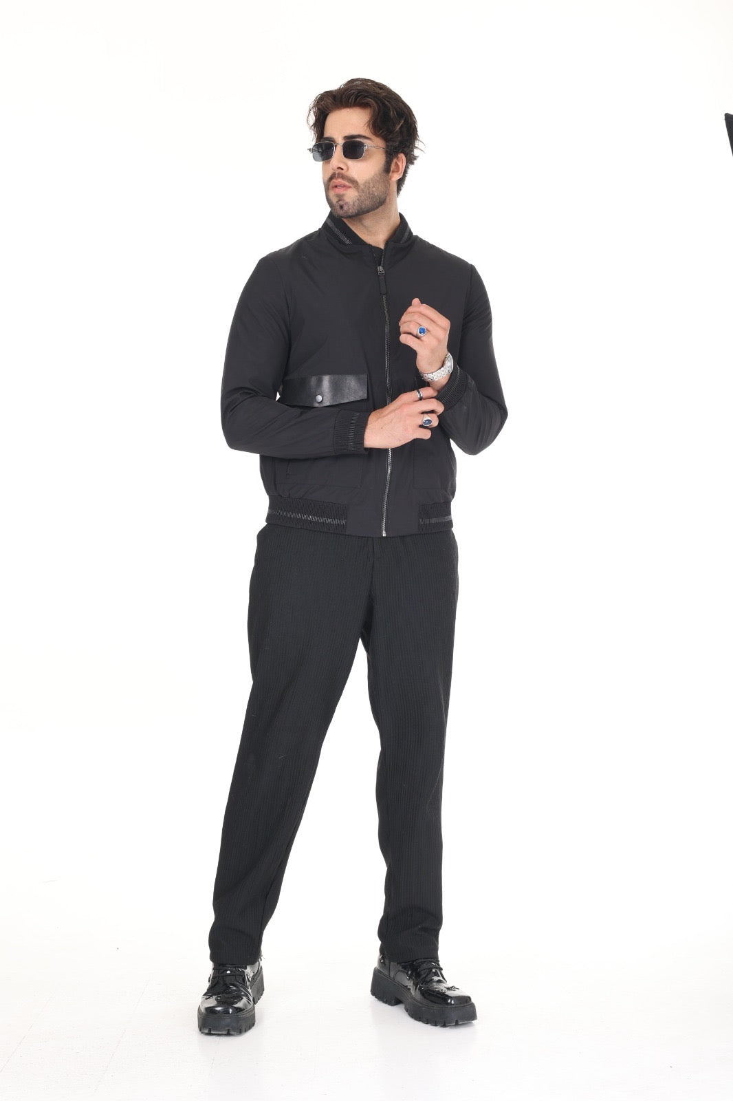 Black Fabric Leather