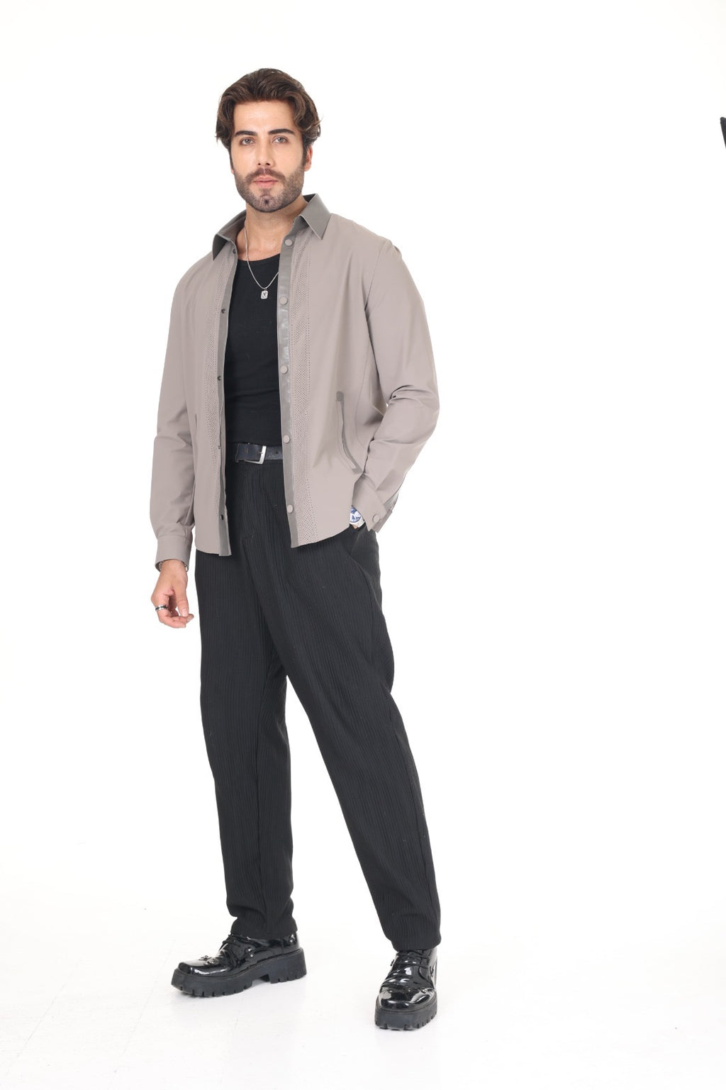 Fabric Leather Shirt