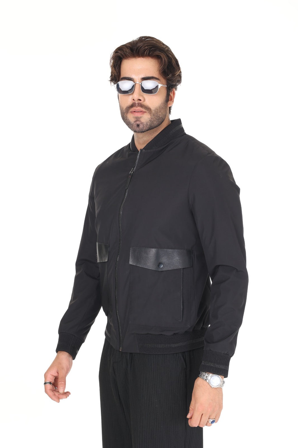 Black Fabric Leather