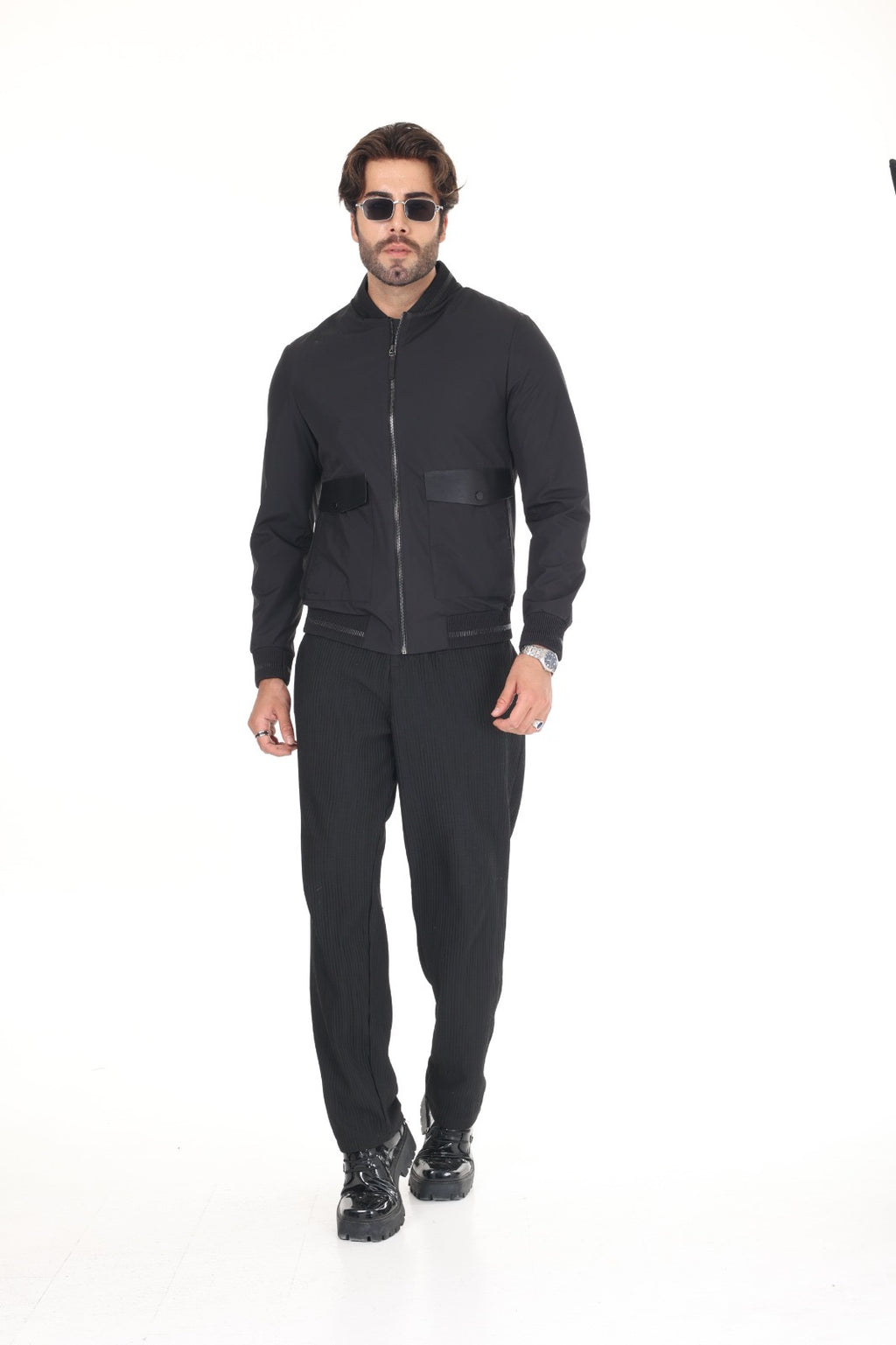 Black Fabric Leather