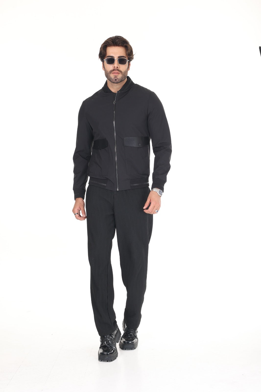 Black Fabric Leather