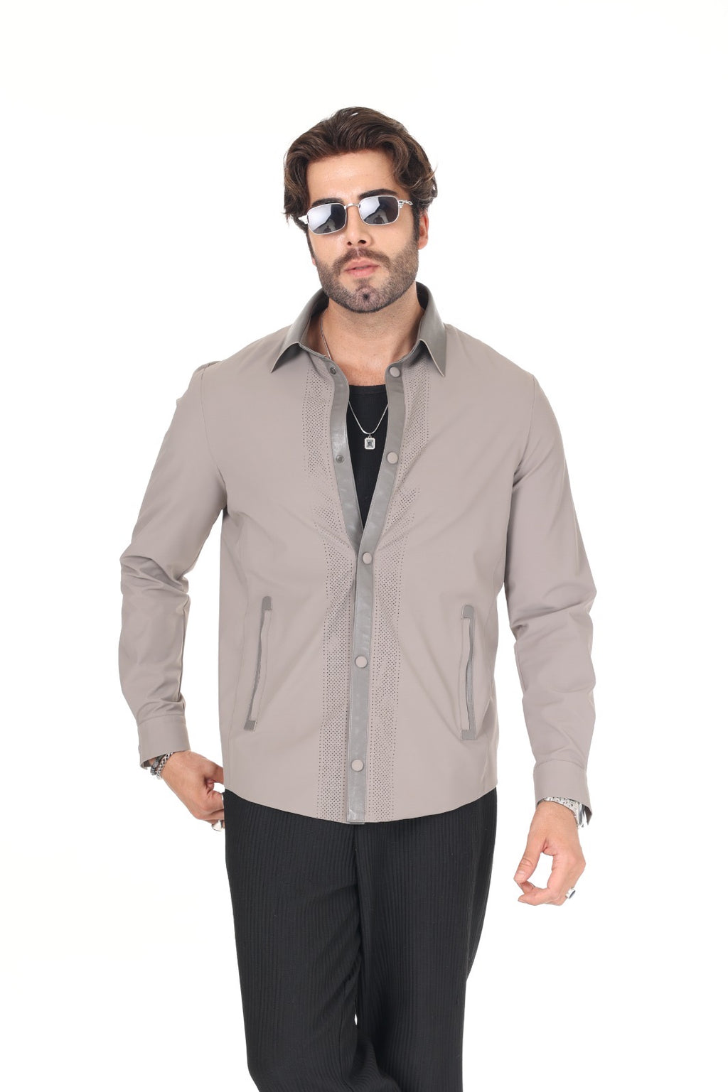 Fabric Leather Shirt