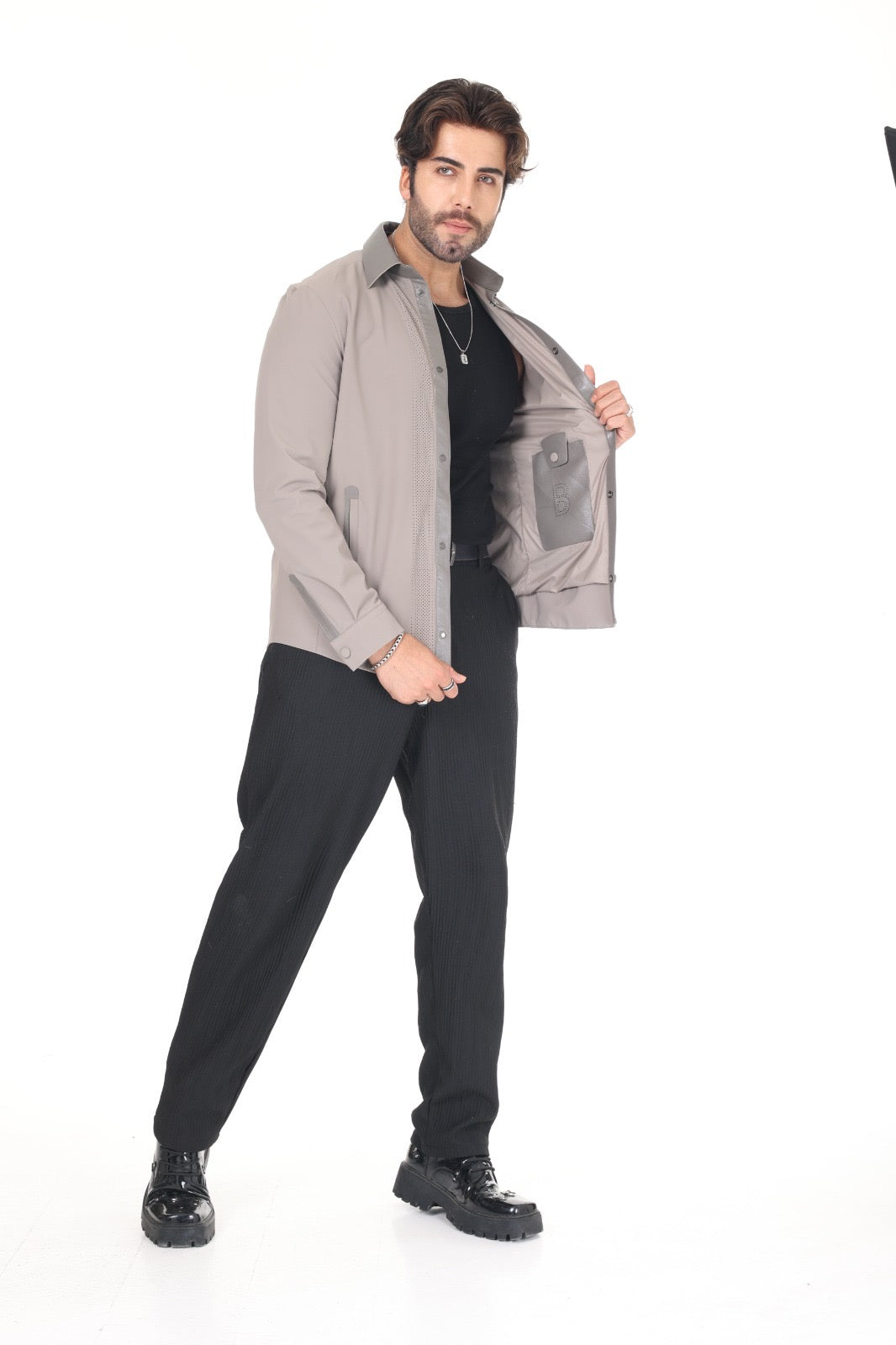 Fabric Leather Shirt