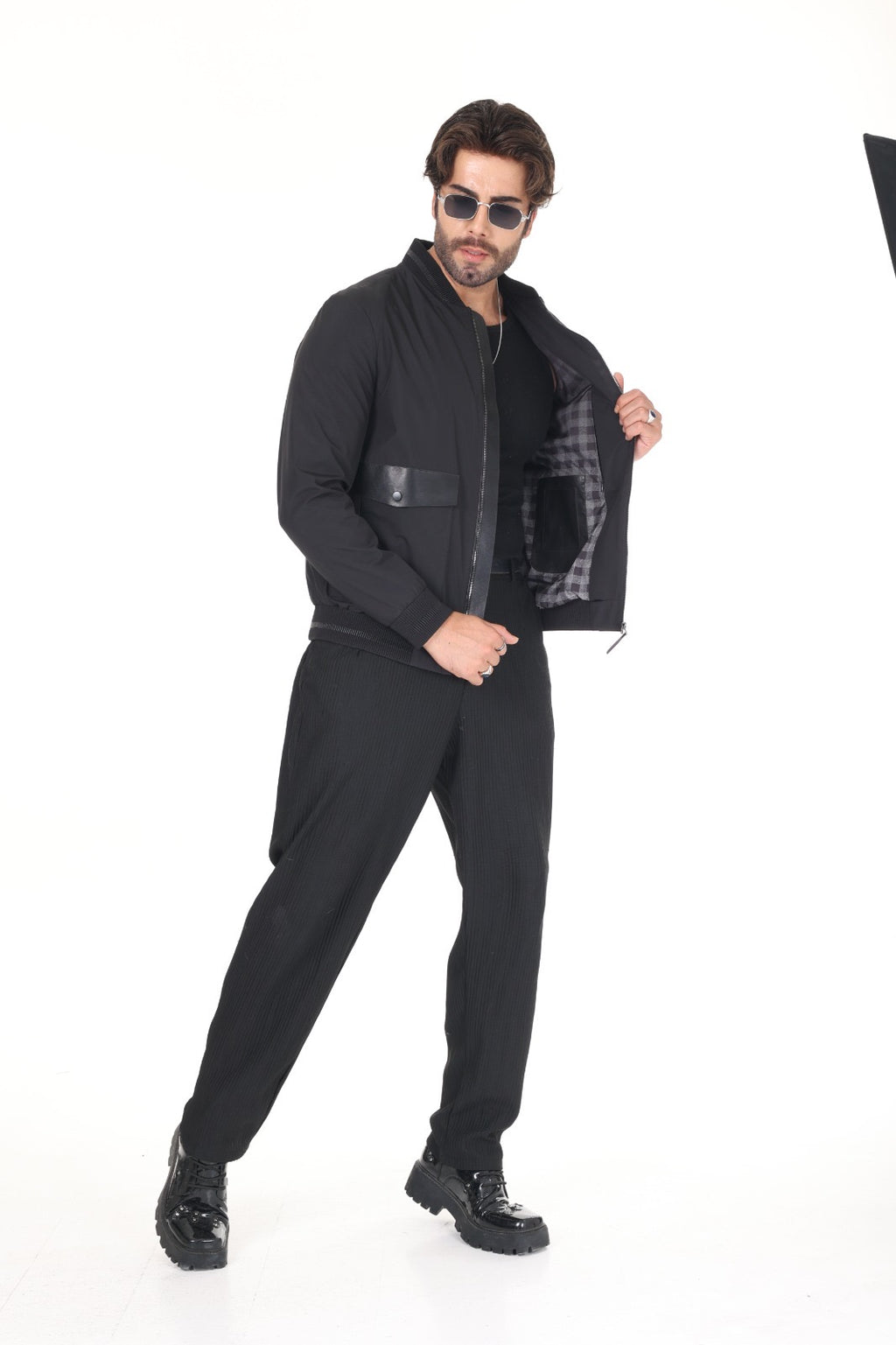 Black Fabric Leather