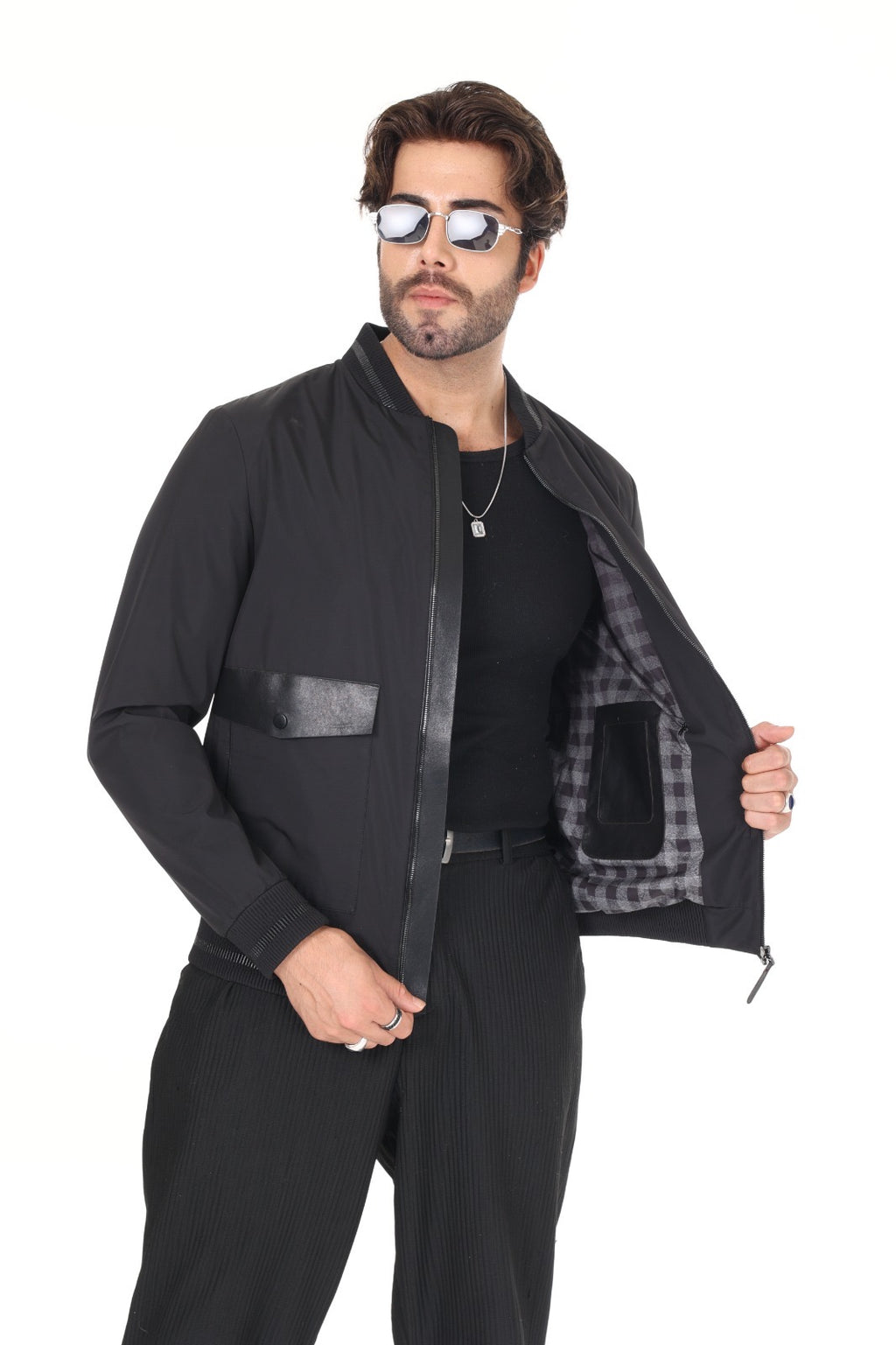 Black Fabric Leather