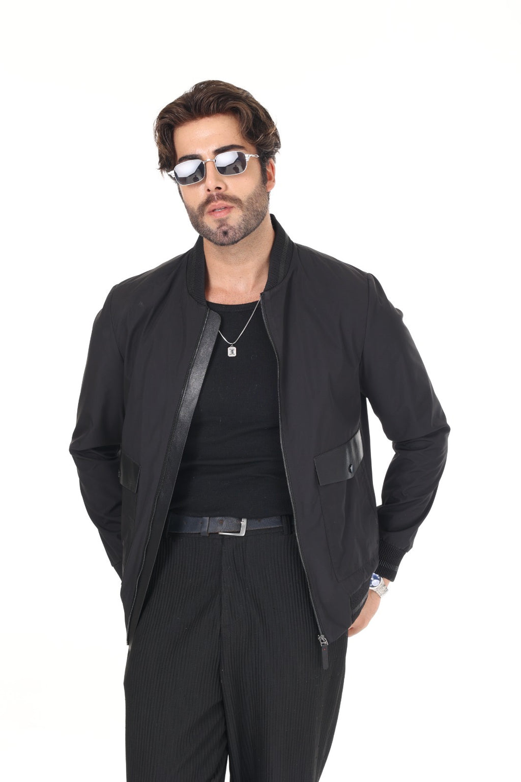 Black Fabric Leather