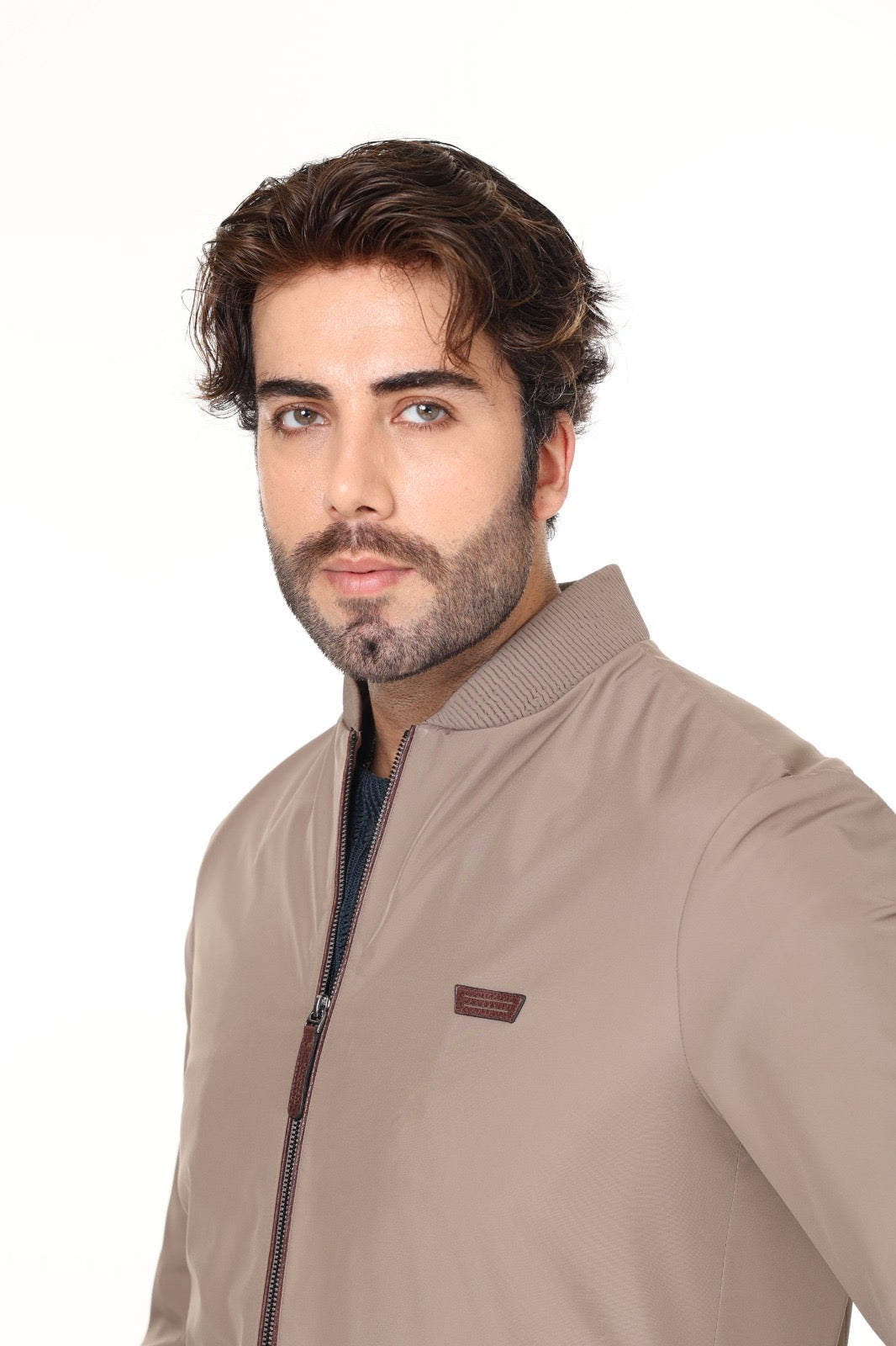 Collage Collar Bej Fabric Leather