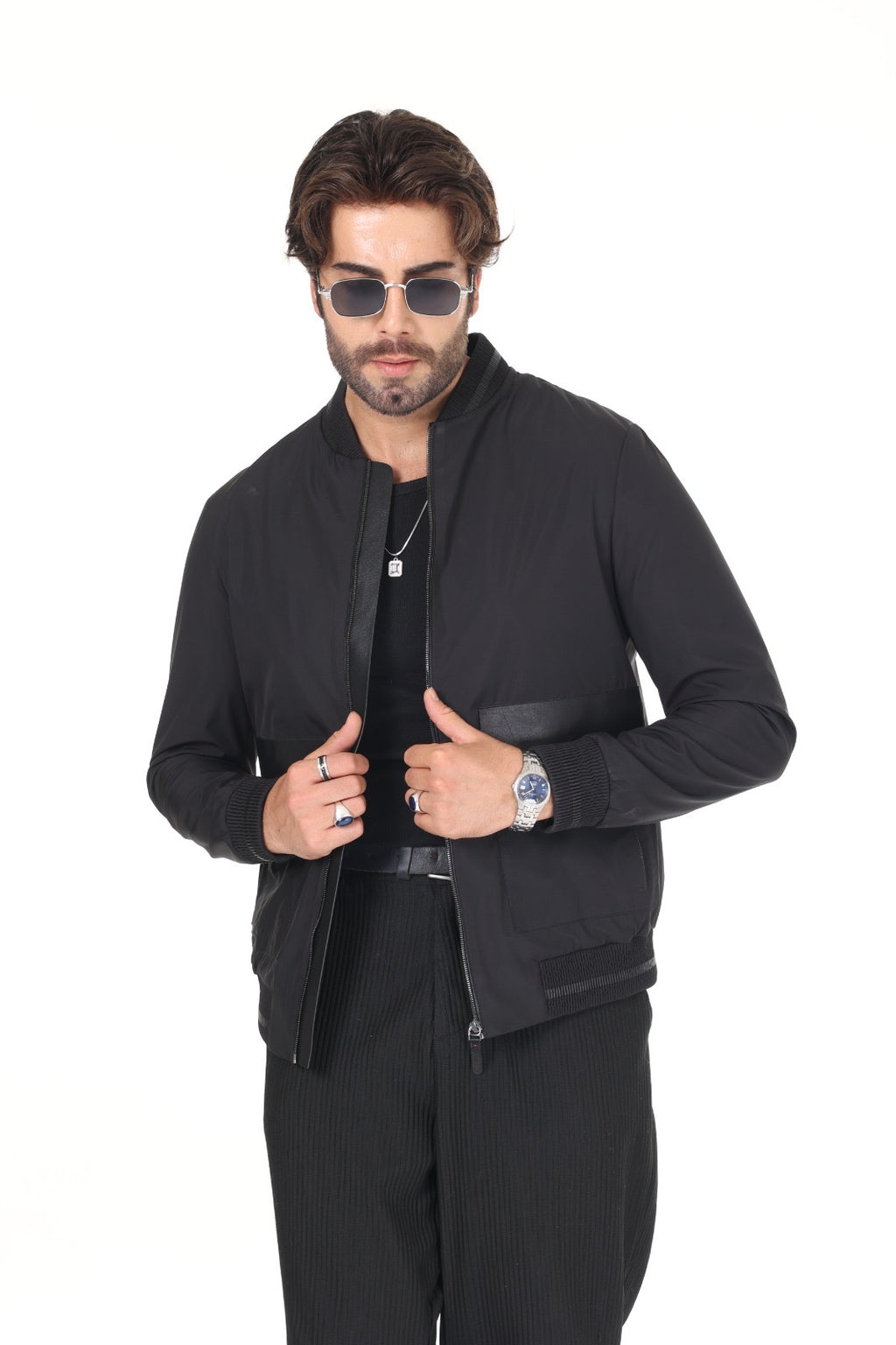 Black Fabric Leather