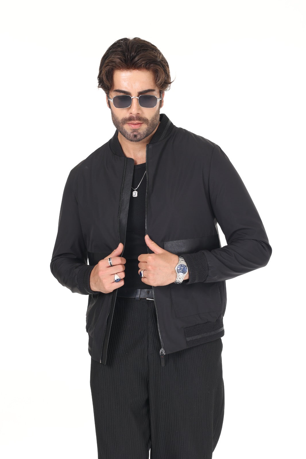 Black Fabric Leather