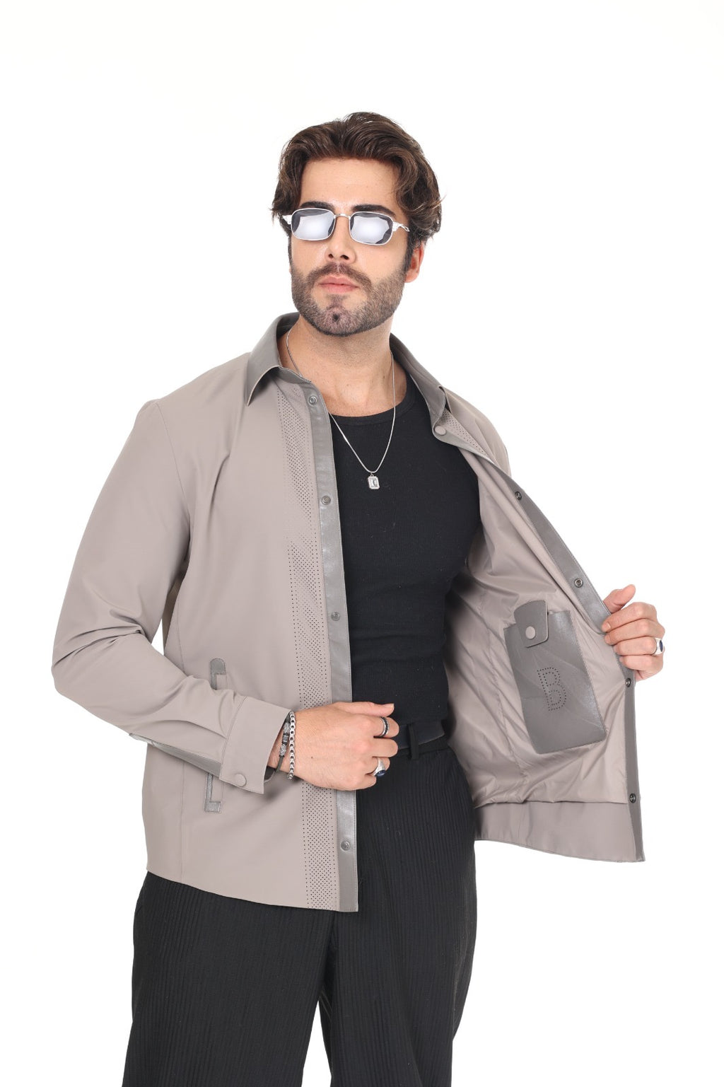 Fabric Leather Shirt