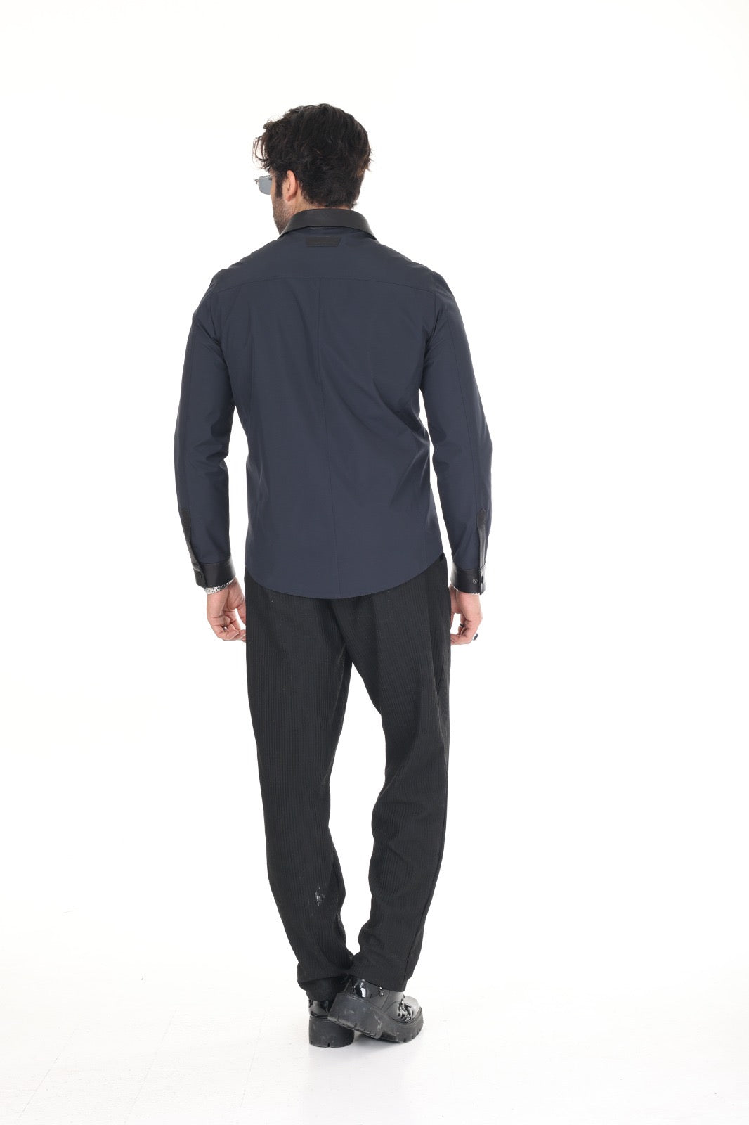 Lacy Fabric Leather Shirt