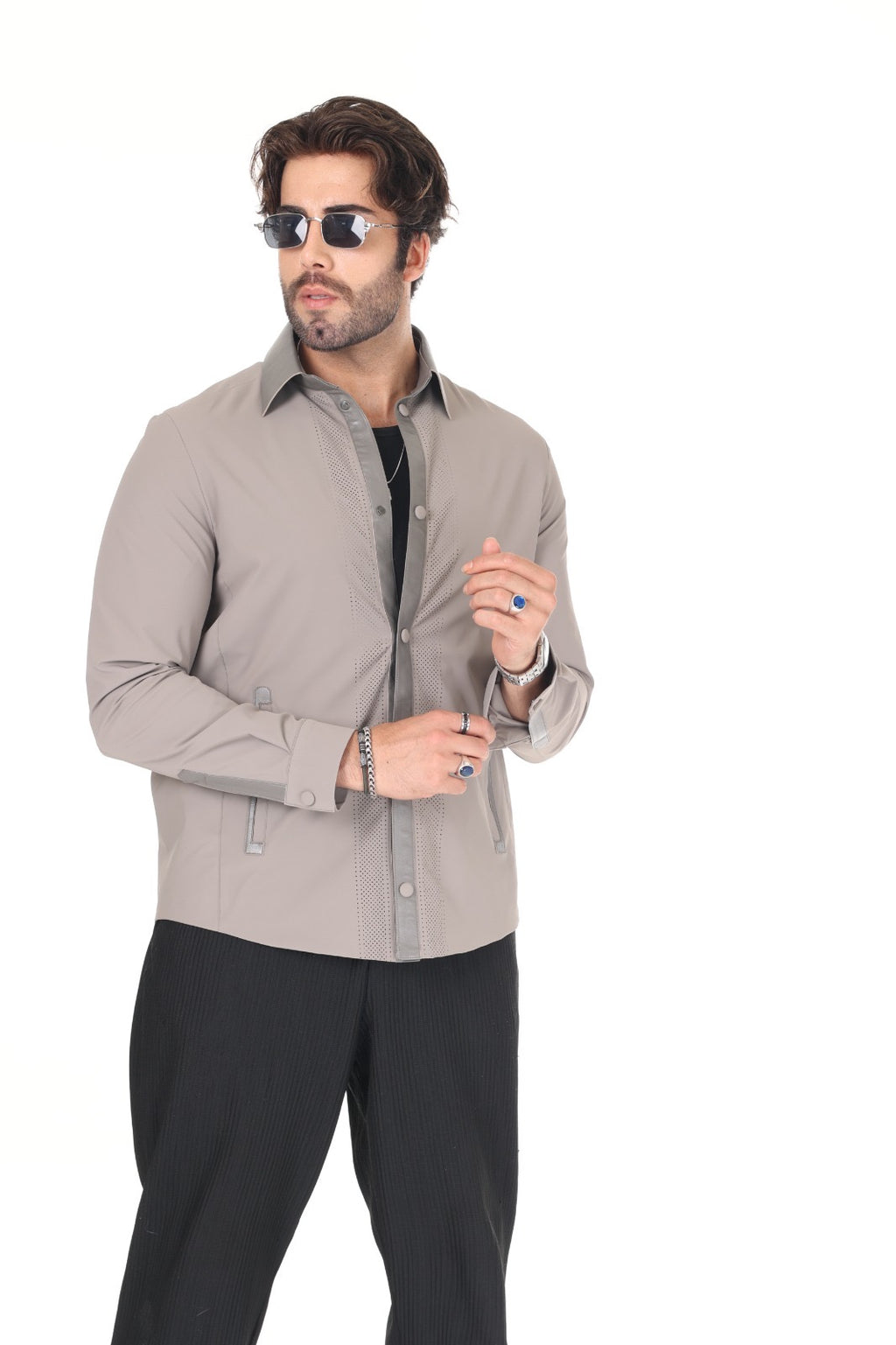 Fabric Leather Shirt